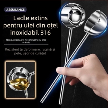 Oală de lapte din oțel inoxidabil 316, cu mâner lung și strat antiaderent, lingură pentru turnarea uleiului și mică lingură de supă