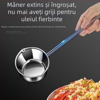 Oală de lapte din oțel inoxidabil 316, cu mâner lung și strat antiaderent, lingură pentru turnarea uleiului și mică lingură de supă