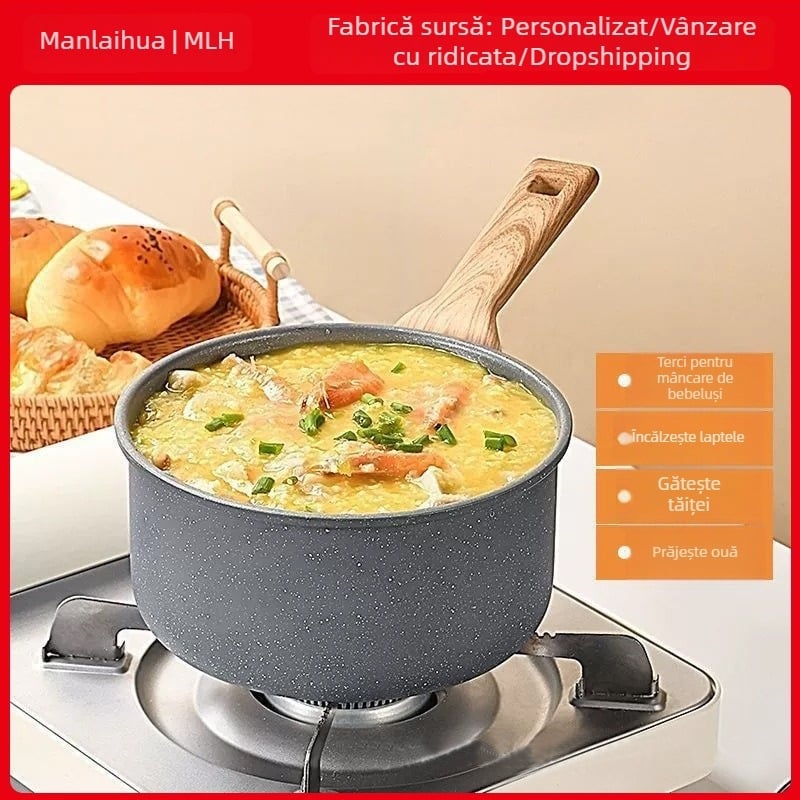 Model Maifan – set de oale antiaderente cu model Maifan: oală pentru lapte, oală pentru supă, oală pentru hrana bebelușilor, oală pentru tăiței instant, oală pentru fierbere, wok, tigaie pentru mic dejun