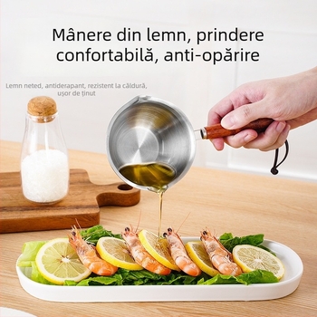 Oală mică din oțel inoxidabil 304, 150 ml / 200 ml, vas de bucătărie pentru turnarea uleiului