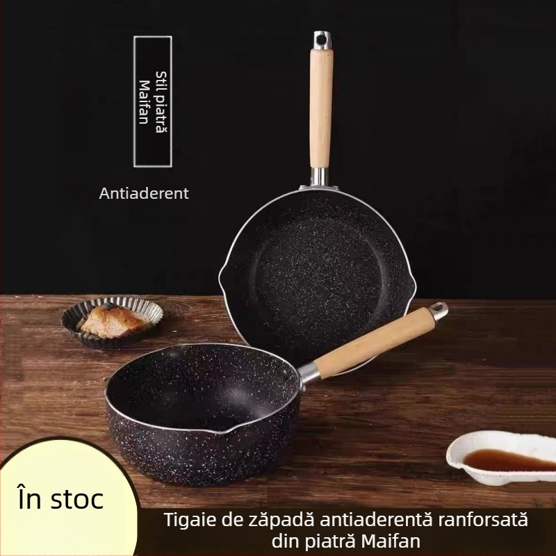 Tigaie japoneză antiaderentă cu piatră Maifan, bază multiplă – pentru orez, tăiței, prăjit și supe, compatibilă plita cu inducție