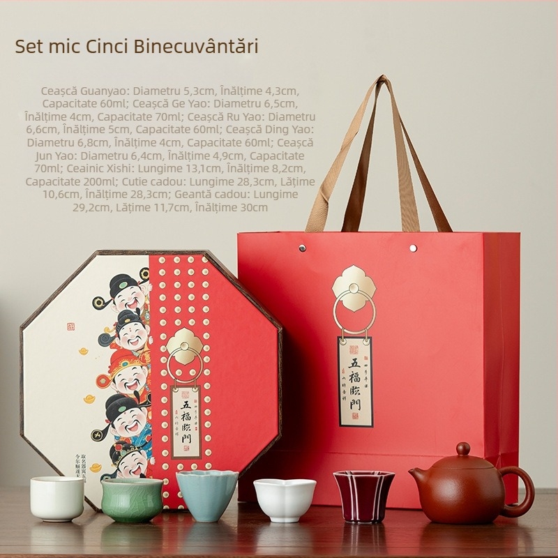 Set de ceai din ceramică, cu logo personalizat, cutie cadou, stil retro, 10 seturi