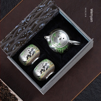 Set de ceai ceramic placat cu argint Gongfu, pentru călătorii, compact pentru uz casnic, cadou pentru clienți cu imprimare a logo-ului