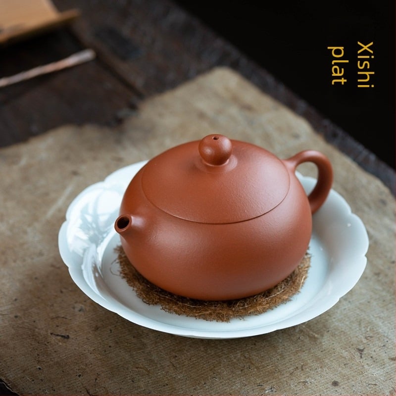 Ceainic Yixing din lut mov – stil plat Xi Shi, din minereu brut, set de ceai în cutie cadou, pictat manual