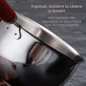 Oală mică din oțel inoxidabil pentru turnat ulei, antiaderentă, compatibilă cu plite cu inducție