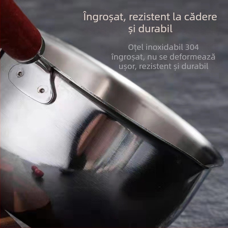 Oală mică din oțel inoxidabil pentru turnat ulei, antiaderentă, compatibilă cu plite cu inducție