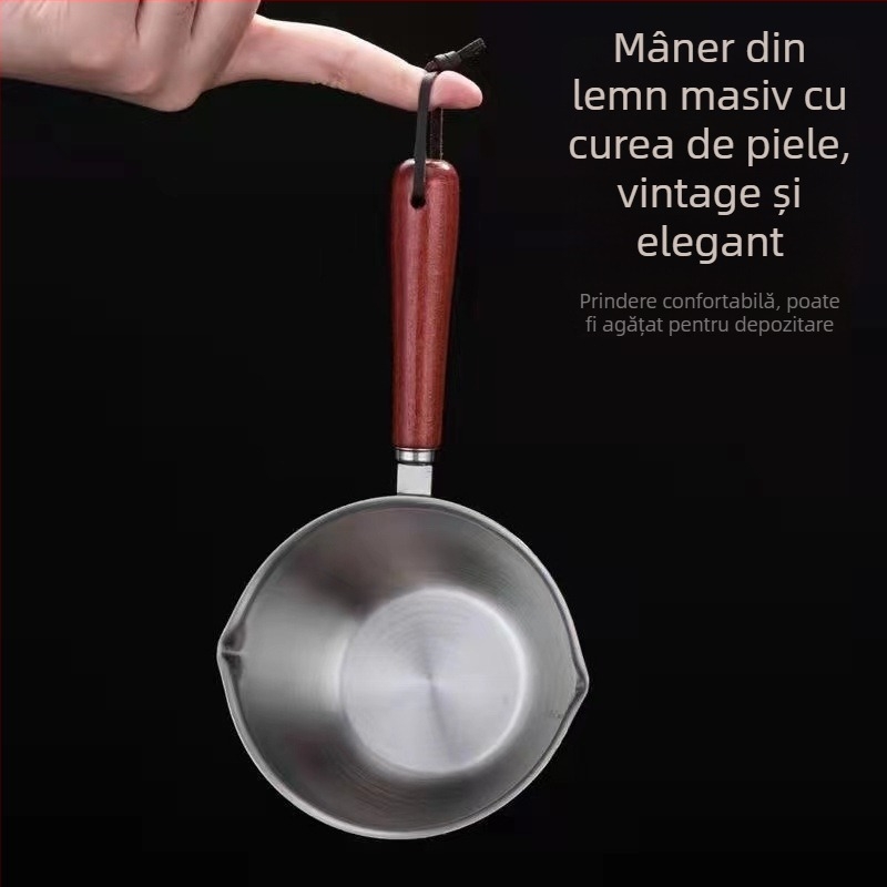 Oală mică din oțel inoxidabil pentru turnat ulei, antiaderentă, compatibilă cu plite cu inducție