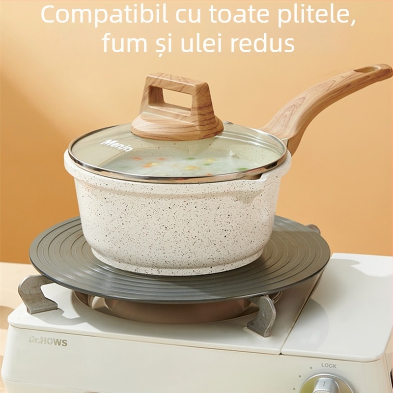 Piatră Maifan – oală mică de lapte pentru hrana bebelușilor, oală all-in-one pentru prăjit și fierbere, antiaderentă, oală de uz casnic multifuncțională pentru supe și tăiței instant