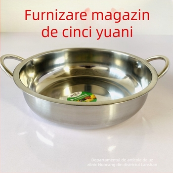 Oală de lapte din oțel inoxidabil, îngroșată, cu mâner dublu, fund plat