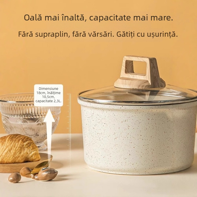 Oală de lapte din piatră Maifan, antiaderentă, multifuncțională, oală mică pentru supe și hrana bebelușilor