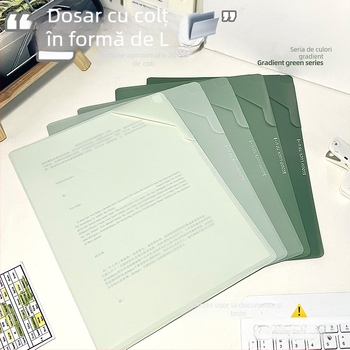 Mapă în formă de L, cu gradient de culoare, transparentă pentru foi de test, organizator de birou pentru elevi din învățământul primar