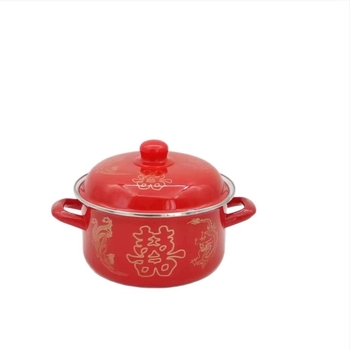 Oală emailată cu două mânere, design îmbunătățit, stil retro nostalgic, 22 cm