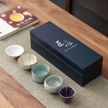 Set de ceai din porțelan alb în cutie cadou, inspirat de Orașul Interzis, cinci cuptoare ceramice faimoase, cadou corporativ pentru clienți, Anul Dragonului