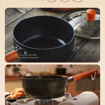 Tigaie Yukihira de inspirație japoneză, antiaderentă pentru o singură persoană, mic vas pentru uz casnic, potrivită pentru gătit instant noodles, supă și lapte fierbinte, cu piatră Maifan