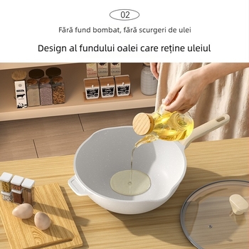Tigaie cu piatră Maifan, antiaderentă, fără fum, wok, oală pentru supă și oală pentru lapte, universală pentru toate plitele