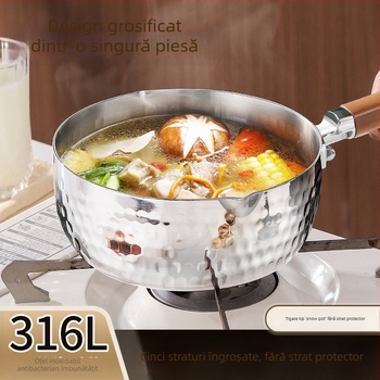 Oală Yukihira din oțel inoxidabil 316L, cu mai multe straturi, neacoperită, pereți groși, pentru lapte și mâncare pentru sugari, gătire la aburi, gătit de tăiței și supă