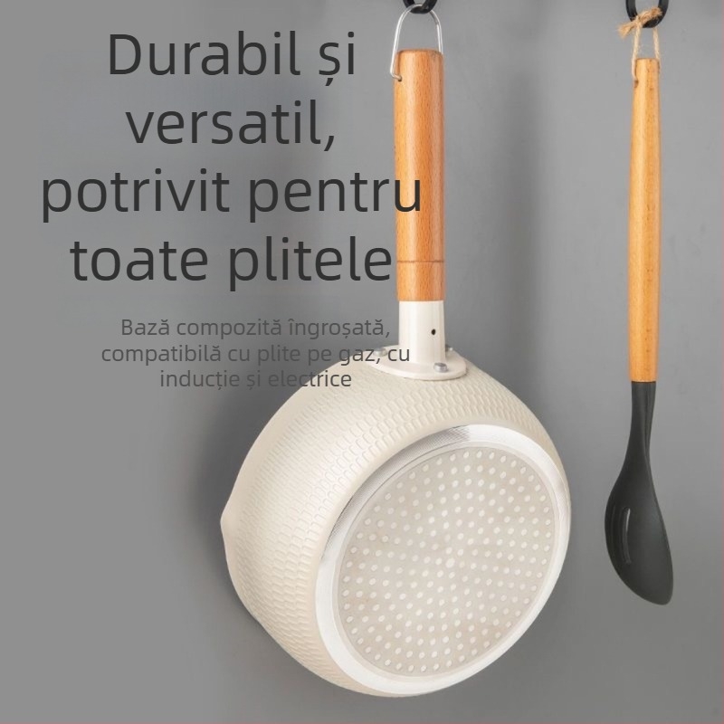 Oală antiaderentă cu piatră Maifan, pentru lapte și tăiței instant, universală pentru hrana bebelușilor, compatibilă cu plitele cu inducție și gaz, îngroșată și durabilă
