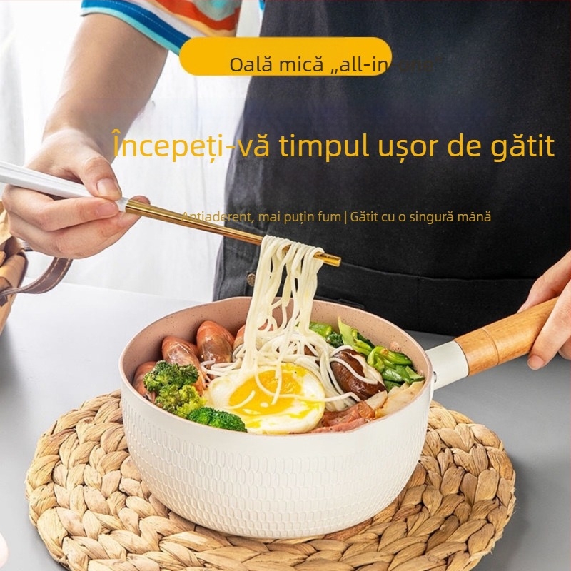 Oală antiaderentă cu piatră Maifan, pentru lapte și tăiței instant, universală pentru hrana bebelușilor, compatibilă cu plitele cu inducție și gaz, îngroșată și durabilă