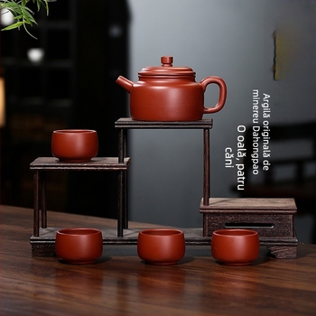 Set de ceai Yixing din lut mov, lucrat manual, cu patru căni, lut Dahongpao