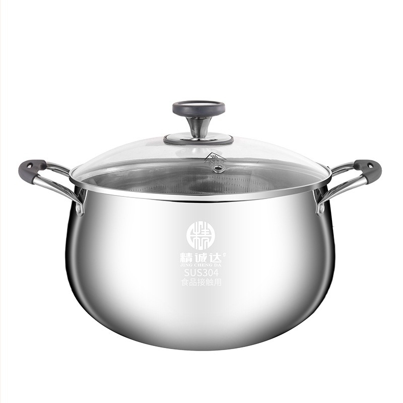 Oală de supă din oțel inoxidabil 304, trei straturi, formă cilindrică cu micro-presiune, pentru uz casnic, pentru aburire, fierbere și gătire, design integrat, compatibilă cu toate plitele