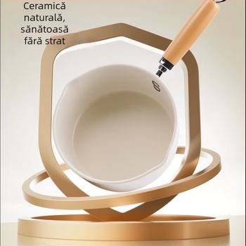 Vas ceramic pentru lapte, antiaderent, mini oală pentru supă și mâncare de bebeluți, cu capac de sticlă