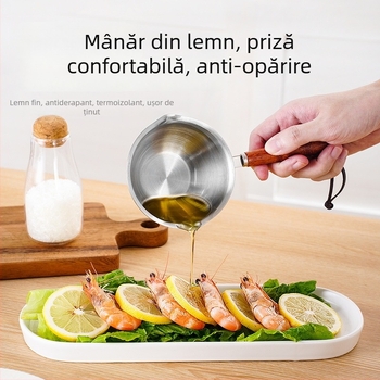 Mini oală pentru ulei din oțel inoxidabil 304, cu fund plat, pentru încălzire și turnare ulei