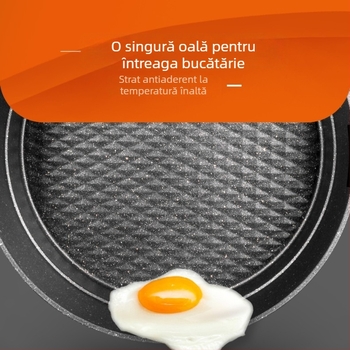 Wok electric multifuncțional cu piatră Maifan, strat antiaderent, capac din sticlă, diametru 32 cm, bază din aluminiu