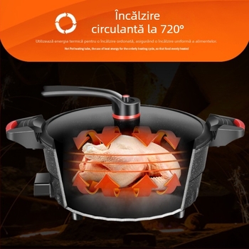 Wok electric multifuncțional cu piatră Maifan, strat antiaderent, capac din sticlă, diametru 32 cm, bază din aluminiu