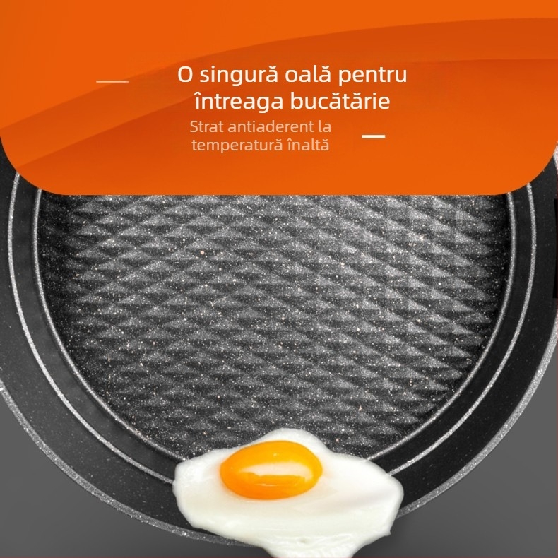 Wok electric multifuncțional cu piatră Maifan, strat antiaderent, capac din sticlă, diametru 32 cm, bază din aluminiu