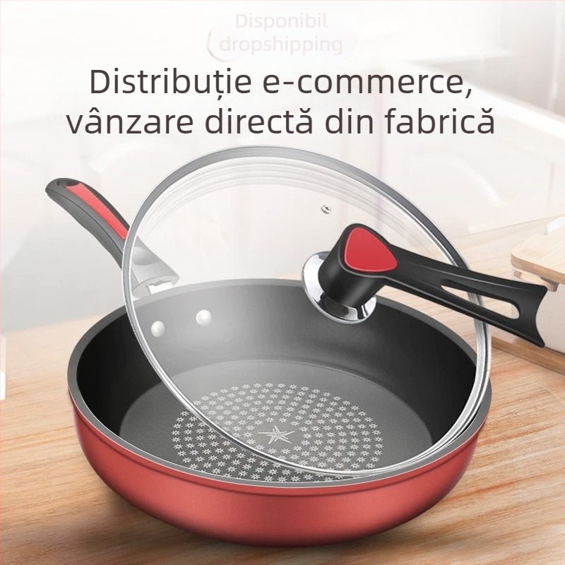 Tigaie multifuncțională antiaderentă cu suprafață cristal-diamant, bază plată îngroșată și bază compozită cu două straturi, potrivită pentru fripturi și sotare, personalizarea siglei disponibilă