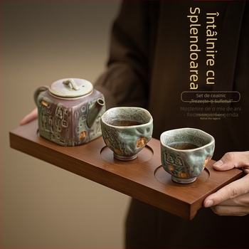 Set ceainic și ceașcă din ceramică, stil retro, cutie cadou, personalizabil