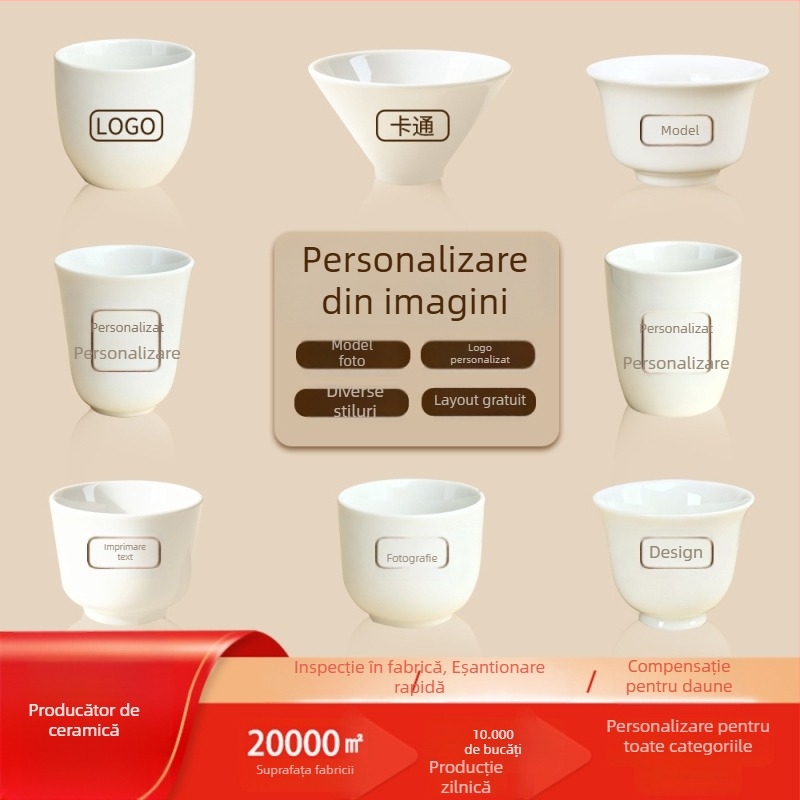 Set de ceai din porțelan cu boluri cu capac, modele personalizabile, mostre de producție