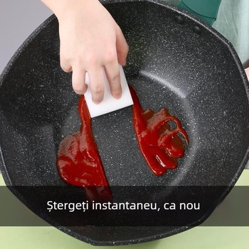 Wok octogonal antiaderent cu piatră Maifan pentru plite cu inducție și gaz, utilizare casnică