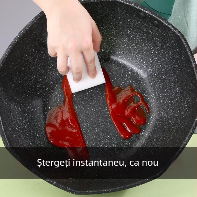 Wok octogonal antiaderent cu piatră Maifan pentru plite cu inducție și gaz, utilizare casnică
