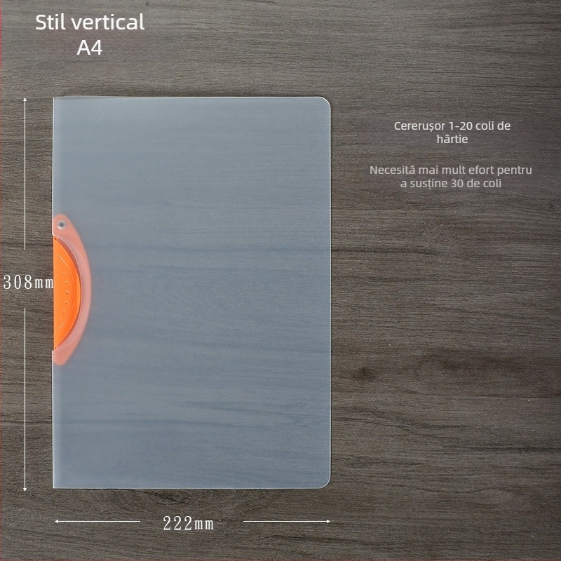 Folder rotativ cu clemă de depozitare, dosar transparent pentru rapoarte, format A4, model EQ321, clemă cu tijă, capac A5, format B5