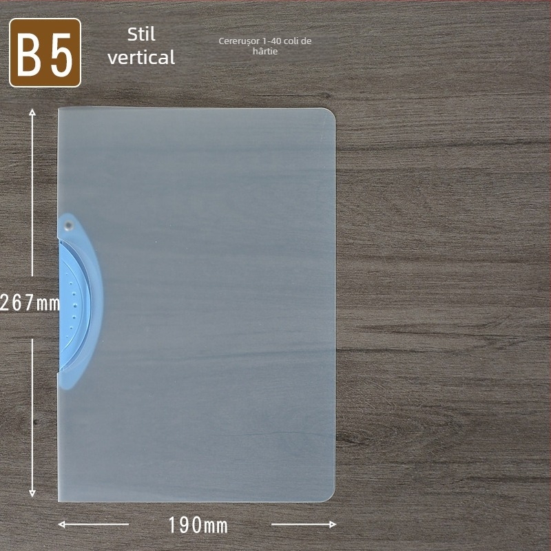 Folder rotativ cu clemă de depozitare, dosar transparent pentru rapoarte, format A4, model EQ321, clemă cu tijă, capac A5, format B5