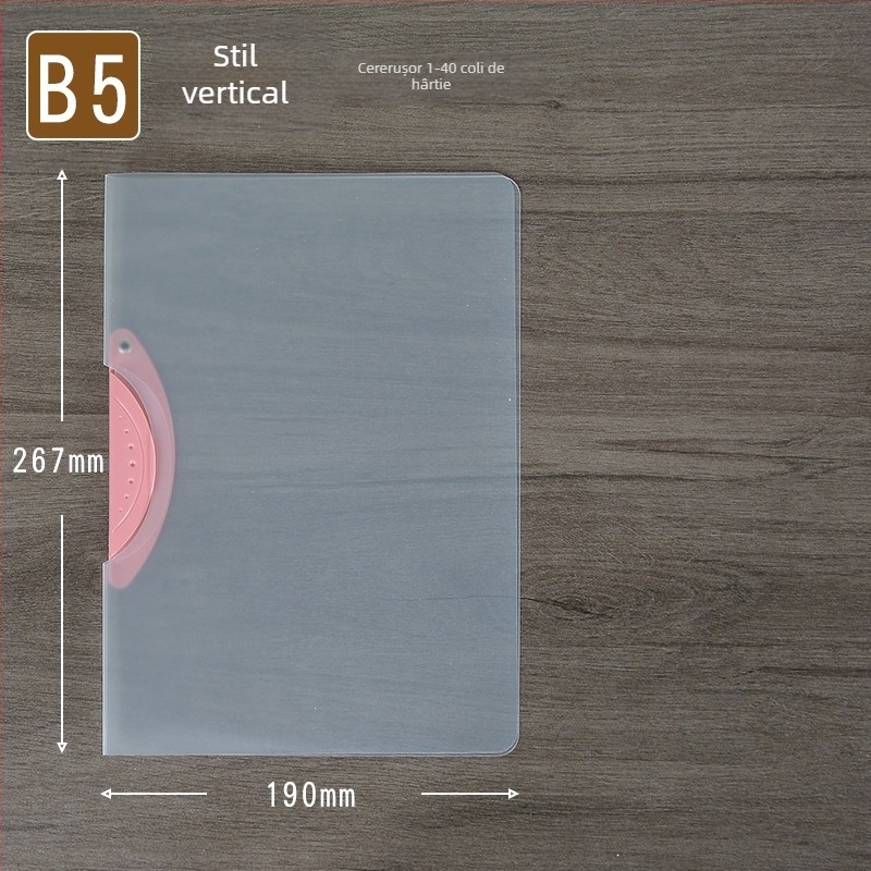 Folder rotativ cu clemă de depozitare, dosar transparent pentru rapoarte, format A4, model EQ321, clemă cu tijă, capac A5, format B5