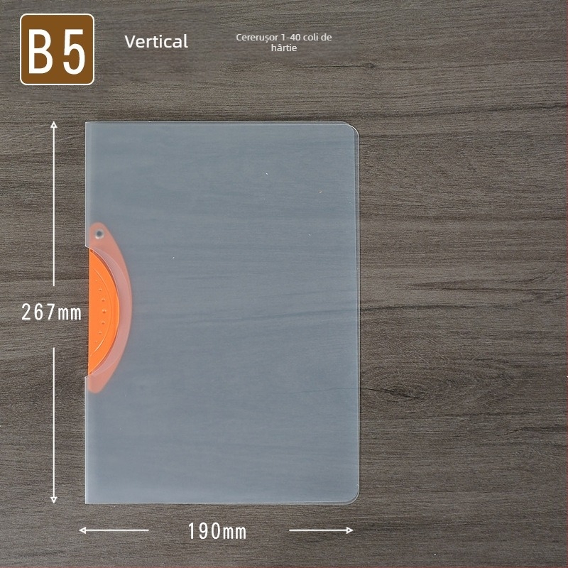 Folder rotativ cu clemă de depozitare, dosar transparent pentru rapoarte, format A4, model EQ321, clemă cu tijă, capac A5, format B5