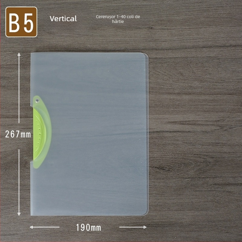 Folder rotativ cu clemă de depozitare, dosar transparent pentru rapoarte, format A4, model EQ321, clemă cu tijă, capac A5, format B5