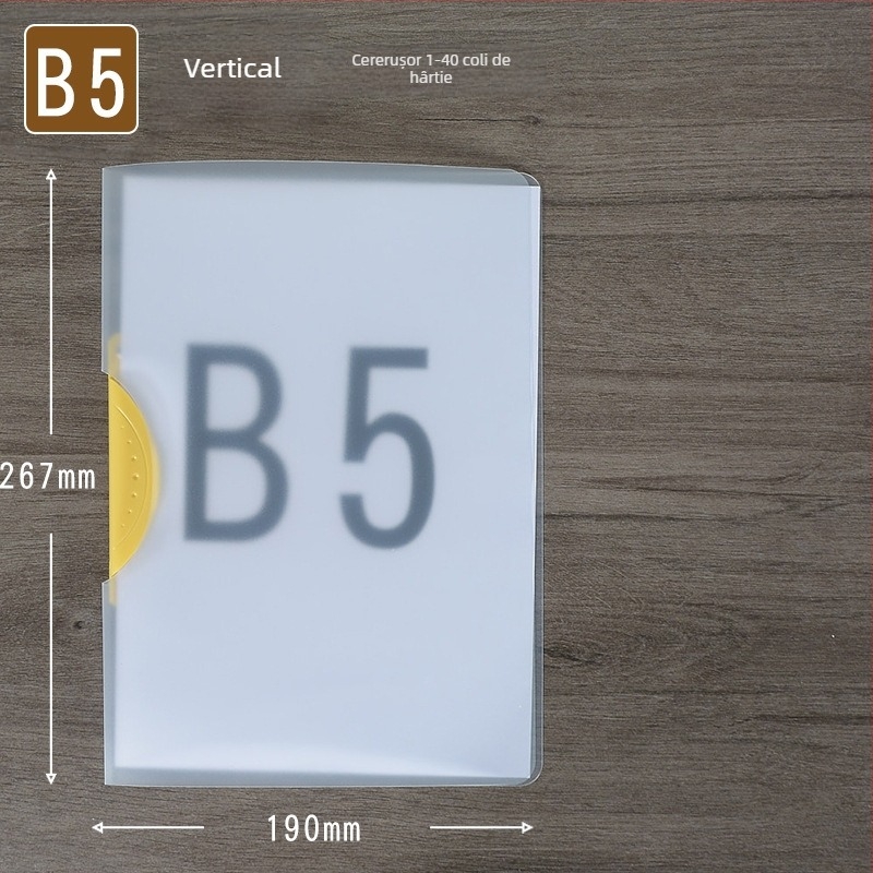 Folder rotativ cu clemă de depozitare, dosar transparent pentru rapoarte, format A4, model EQ321, clemă cu tijă, capac A5, format B5