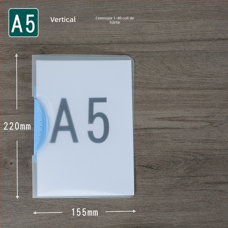 Folder rotativ cu clemă de depozitare, dosar transparent pentru rapoarte, format A4, model EQ321, clemă cu tijă, capac A5, format B5