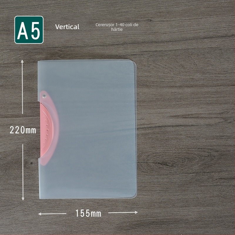 Folder rotativ cu clemă de depozitare, dosar transparent pentru rapoarte, format A4, model EQ321, clemă cu tijă, capac A5, format B5