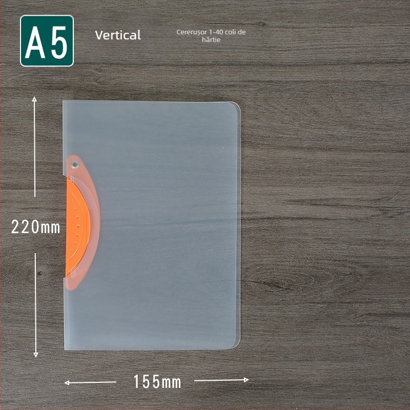 Folder rotativ cu clemă de depozitare, dosar transparent pentru rapoarte, format A4, model EQ321, clemă cu tijă, capac A5, format B5