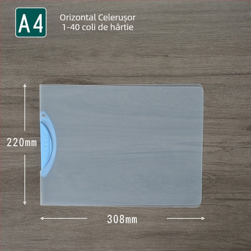 Folder rotativ cu clemă de depozitare, dosar transparent pentru rapoarte, format A4, model EQ321, clemă cu tijă, capac A5, format B5
