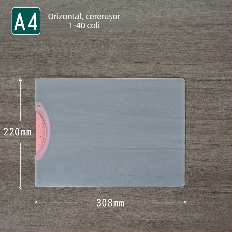 Folder rotativ cu clemă de depozitare, dosar transparent pentru rapoarte, format A4, model EQ321, clemă cu tijă, capac A5, format B5