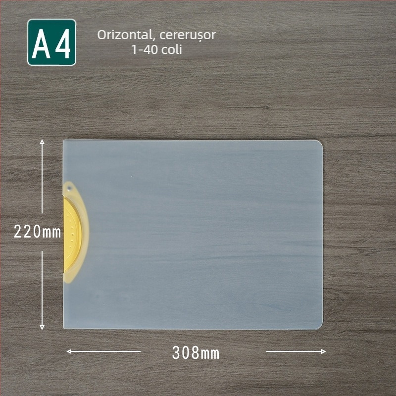 Folder rotativ cu clemă de depozitare, dosar transparent pentru rapoarte, format A4, model EQ321, clemă cu tijă, capac A5, format B5