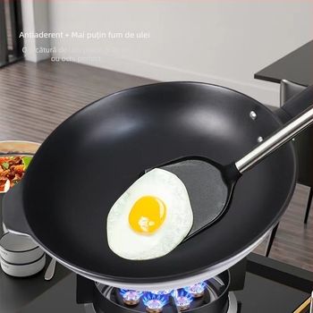 Kang Yuchu wok ceramic și tigaie, fără strat, cu fum redus, ceramică pură, potrivit pentru plită cu gaz