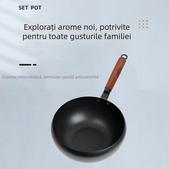 Oală din fontă cu nitrurare profundă, fără strat, antiaderentă, rotundă, pentru gătit și fiert