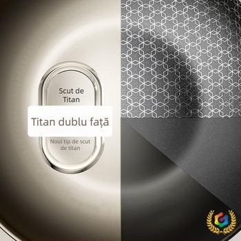 Tigaie din titan cu două fețe, cu acoperire din titan, antiaderent, fund plat, potrivit pentru aragaz cu gaz și plite cu inducție