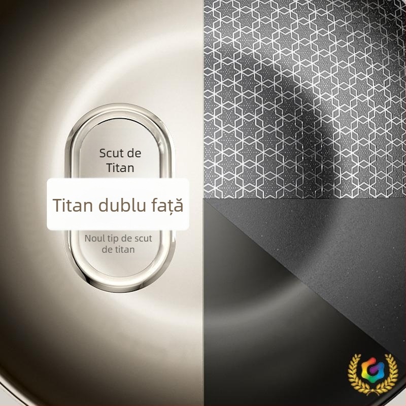 Tigaie din titan cu două fețe, cu acoperire din titan, antiaderent, fund plat, potrivit pentru aragaz cu gaz și plite cu inducție